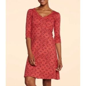 Toad&Co Womens Rosalinda Dress Size XL Pink 3/4 Sleeve Organic Cotton Tencel EUC